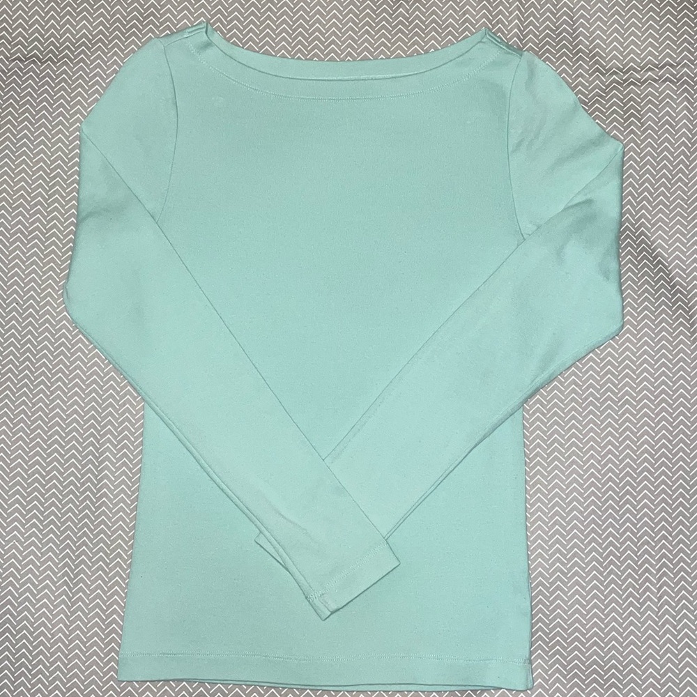 GAP Mint Green Long Sleeve Boatneck Top